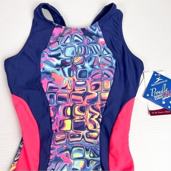 Motionwear leotard womens petite Blue colorful one piece dance gymnastics cheer - Picture 3 of 9